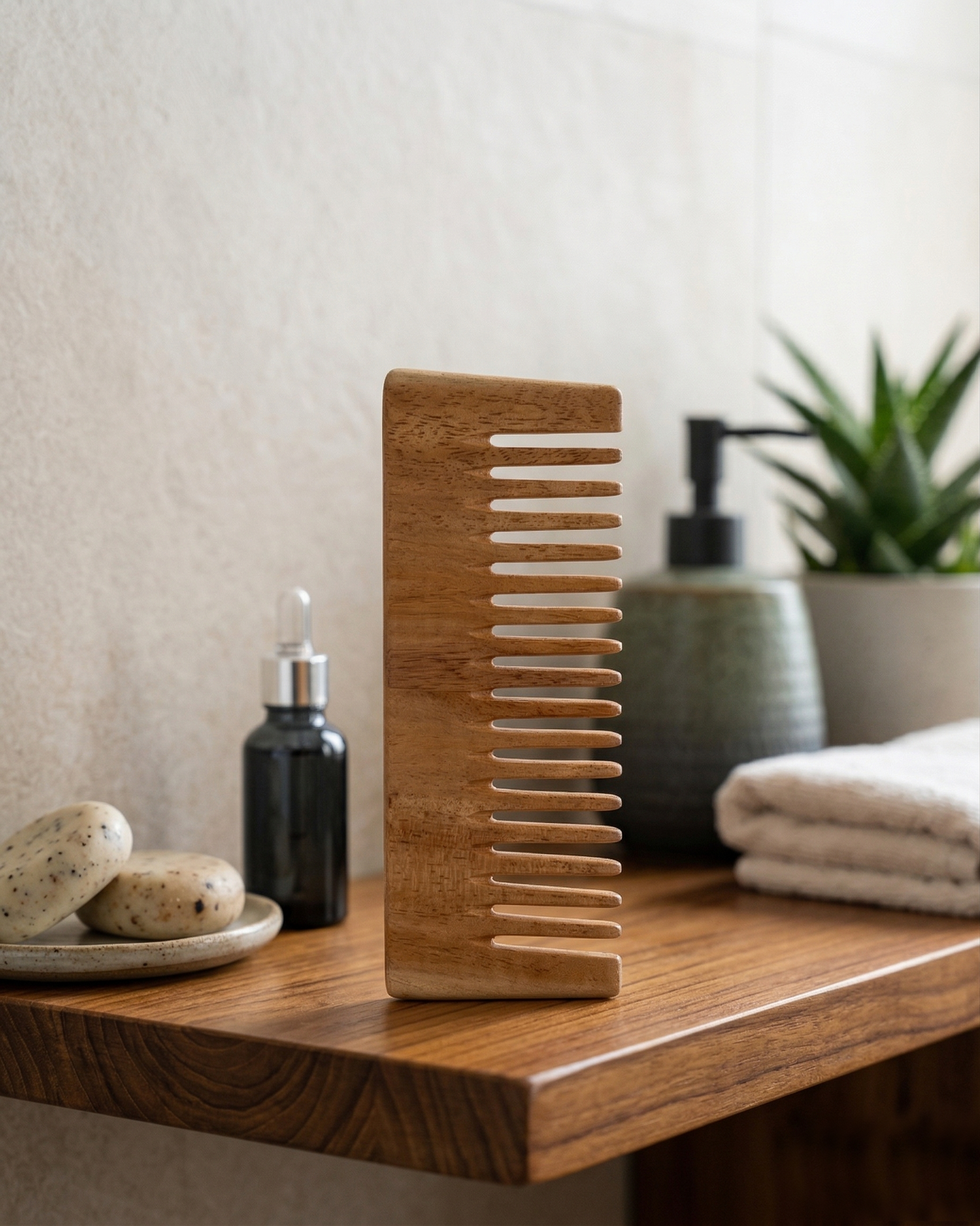 Pure Neem Wood Comb for Hair Growth & Dandruff Control | Anti-Static, Wide Tooth Wooden Comb | Reduces Hair Fall, Frizz-Free Detangling | Scalp Massage & Natural Oil Distribution