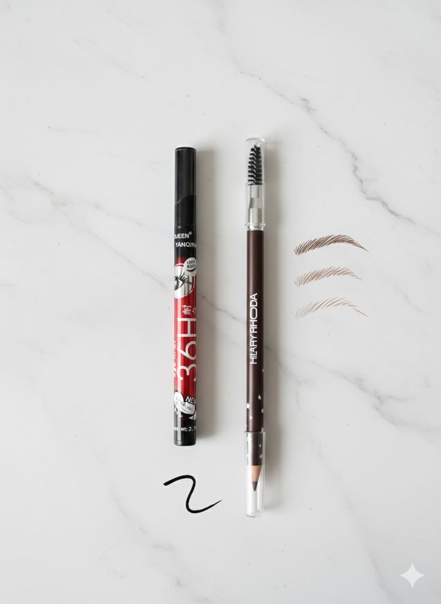2in1 -36hrs Huda Queen Eyeliner and Hilary Roda Eyebrow Pencil