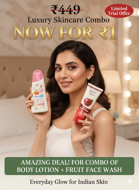 Gaily Aroma Fruit Face Wash (90g) + Everyuth Naturals Rejuvenating Flora Body Lotion (100ml) | De-Tan, Sun Damage Repair & 24H Moisturisation | Free from Parabens & Silicones