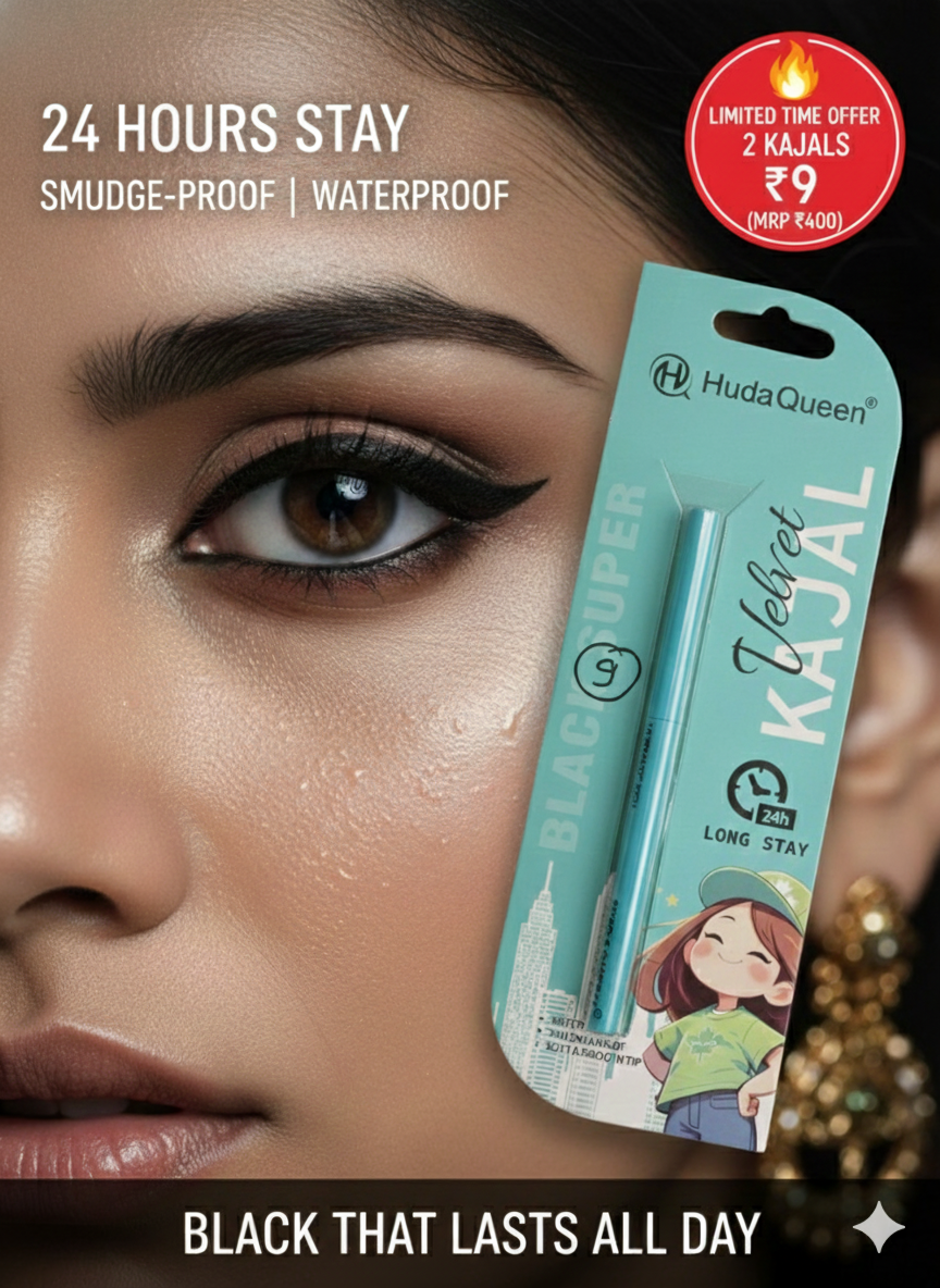 Huda Queen Velvet Kajal  24 hrs Long Stay(2 Packs of Kajal)