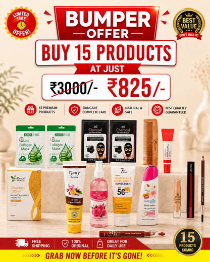 15 Premium Beauty & Personal Care Products Combo Pack | Worth ₹3000 | Only ₹825