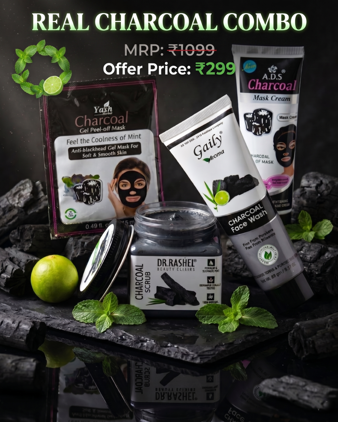 Summer Charcoal Skin Care Combo (4-in-1 Detox Kit) At Rs 299