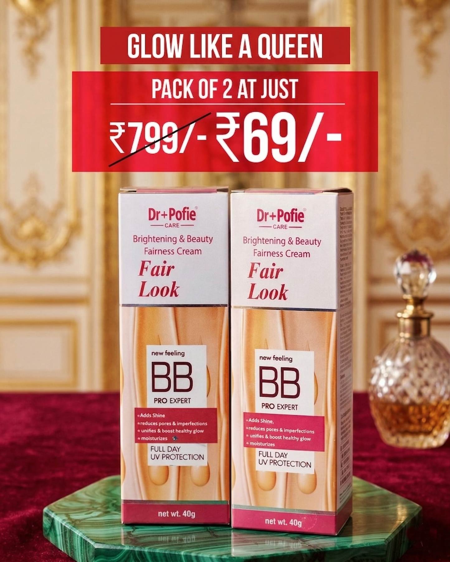 Dr. Pofie Fair Look BB Cream | Brightening & Beauty Fairness Cream | Full Day UV Protection (Pack of 2)
