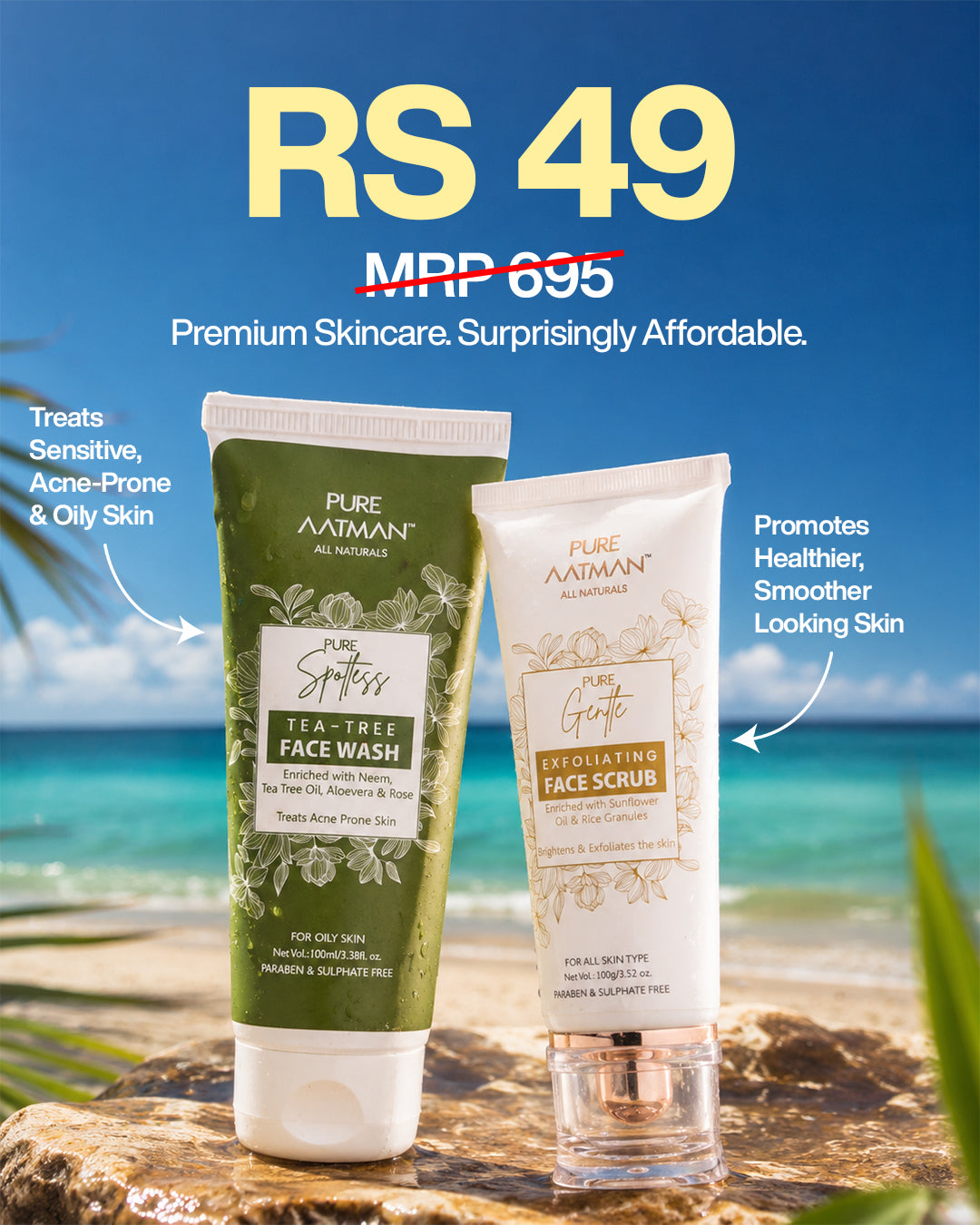 Pure Aatman Mega Sale: Premium Face Wash & Scrub for Only RS 49 (Save ₹646!)