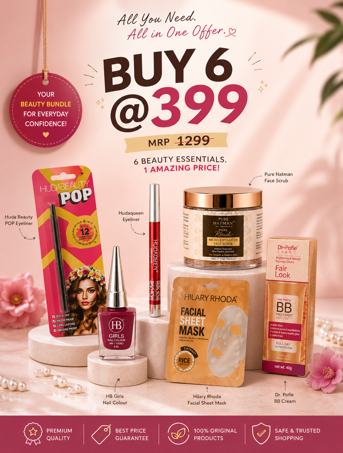 Unique Beauty Essentials Combo – Buy 6 @ ₹399