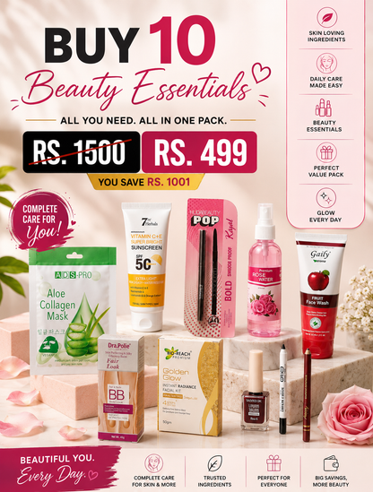 Buy 10 Beauty Essentials Combo Pack – Complete Daily Care Kit @499