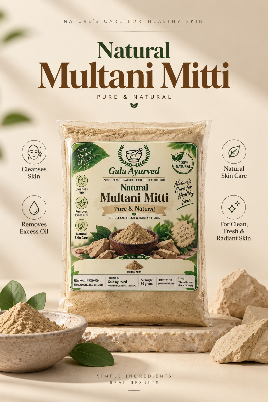 Korean Sheet Mask + Multani Mitti Face Pack Powder