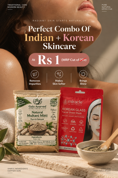 Korean Sheet Mask + Multani Mitti Face Pack Powder