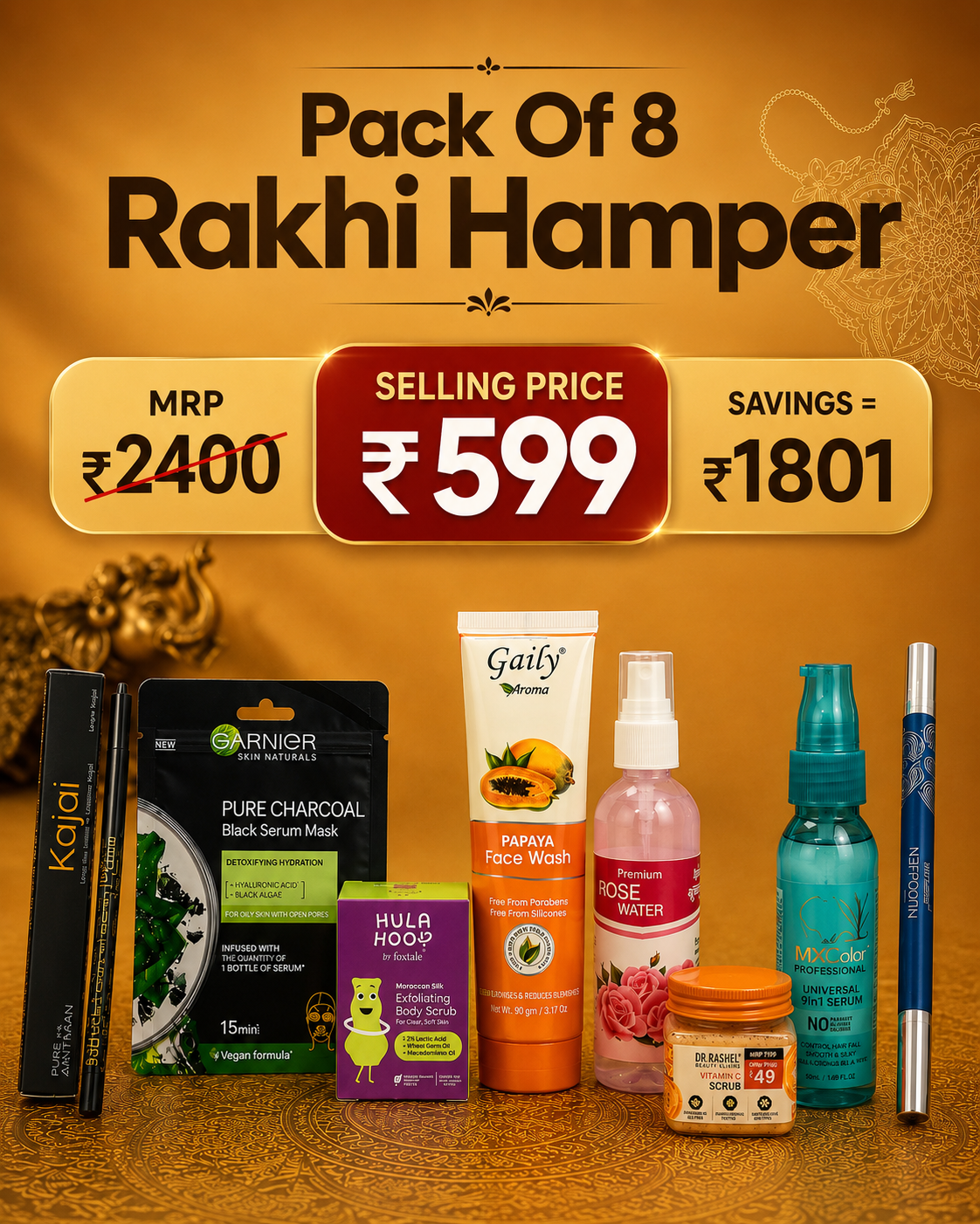 Pack of 8 Premium Beauty Rakhi Gift Hamper @599