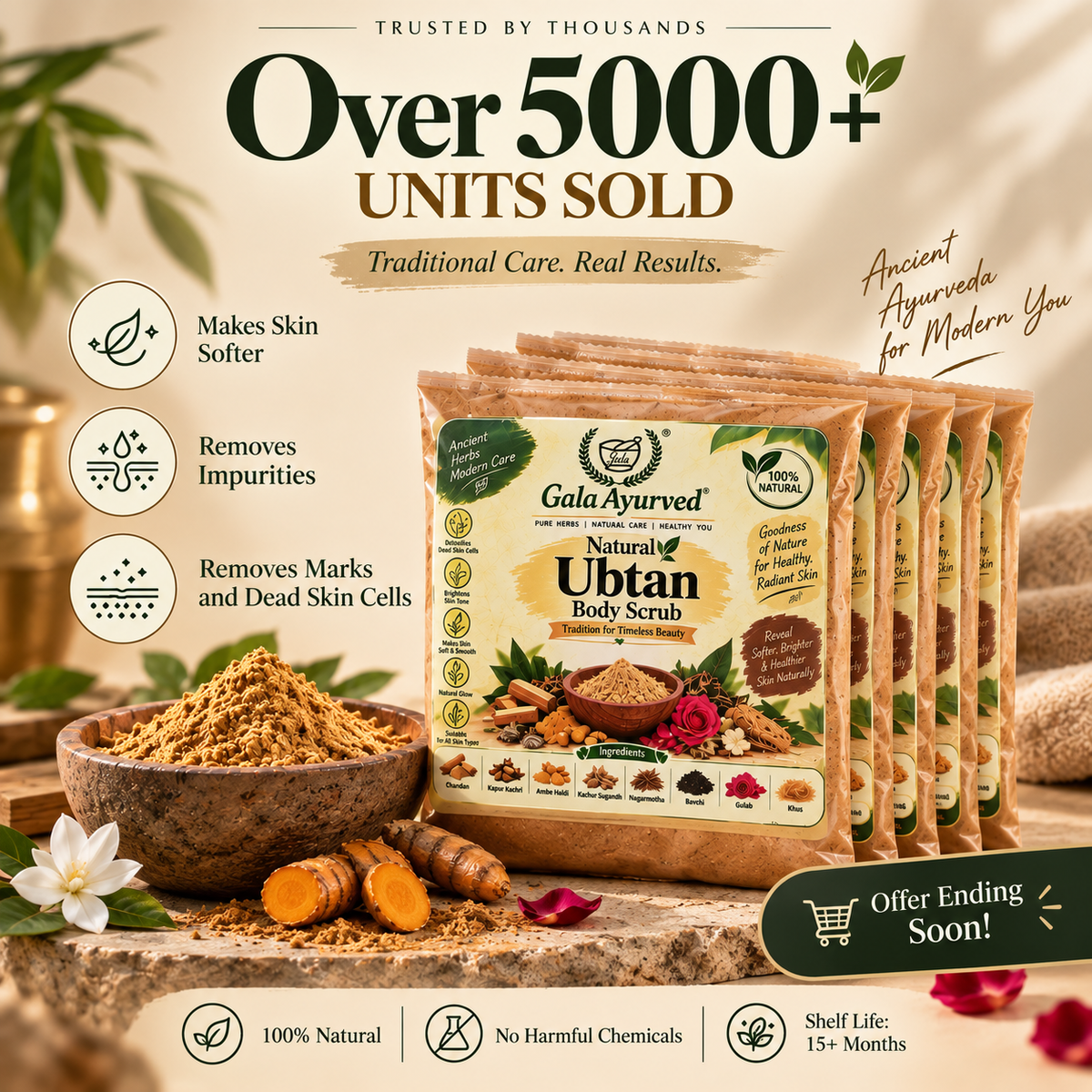 Pack of 6 - Gala Ayurved Natural Ubtan Body Scrub @499