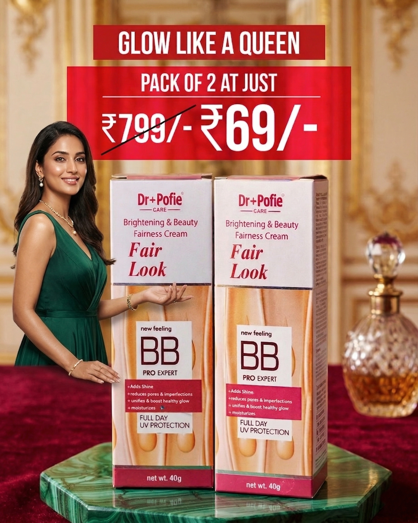 Dr. Pofie Fair Look BB Cream | Brightening & Beauty Fairness Cream | Full Day UV Protection (Pack of 2)