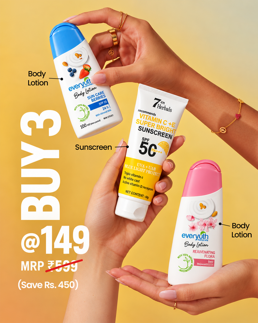 Buy 3 Skincare Essentials Combo (1x Sunscreen + 2x Body Lotions)