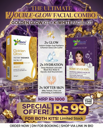 Double Glow Facial Combo (Golden Glow + K-White Facial Kit)
