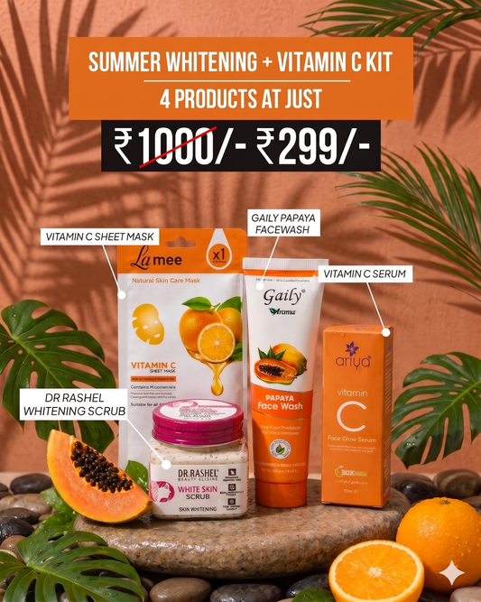 🍊 Summer Whitening + Vitamin C Kit (4-in-1 Glow Combo)  MRP ₹1000 | Offer Price ₹299
