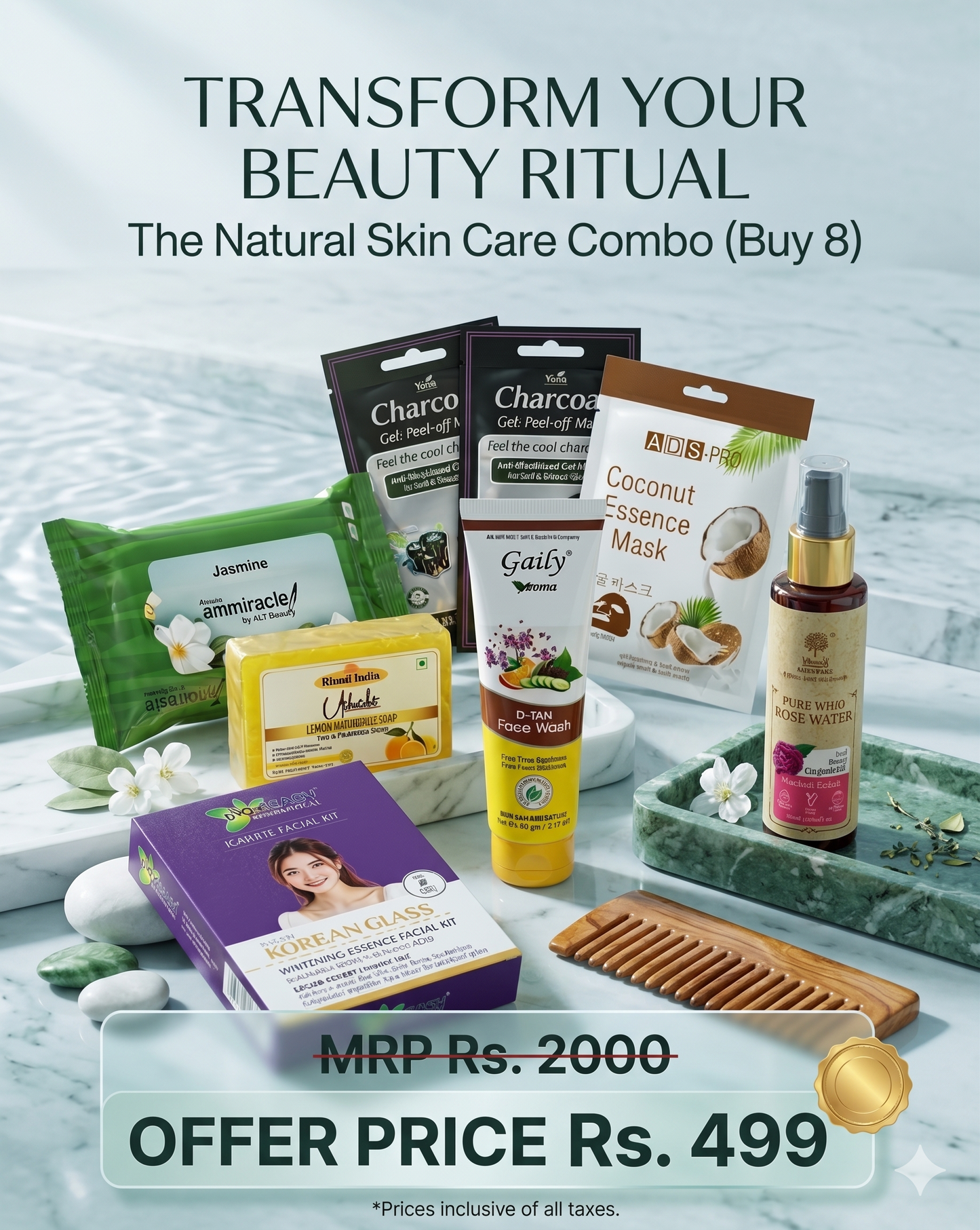 BUY 8 Natural Skin Care Combo – Complete Glow Kit - MRP 2000
