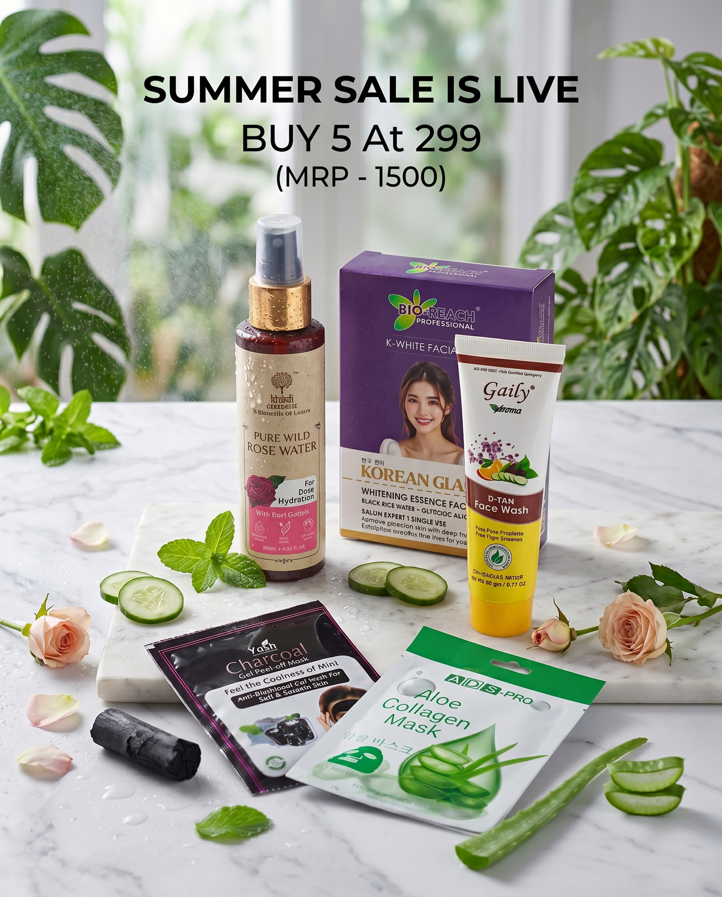 Ultimate Summer Glow 5-in-1 Skincare Bundle 🔥 SUMMER SALE EXCLUSIVE 🔥 Price: ₹299 (MRP: ~~₹1500~~) | You Save: 80%