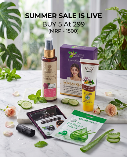 Ultimate Summer Glow 5-in-1 Skincare Bundle 🔥 SUMMER SALE EXCLUSIVE 🔥 Price: ₹299 (MRP: ~~₹1500~~) | You Save: 80%