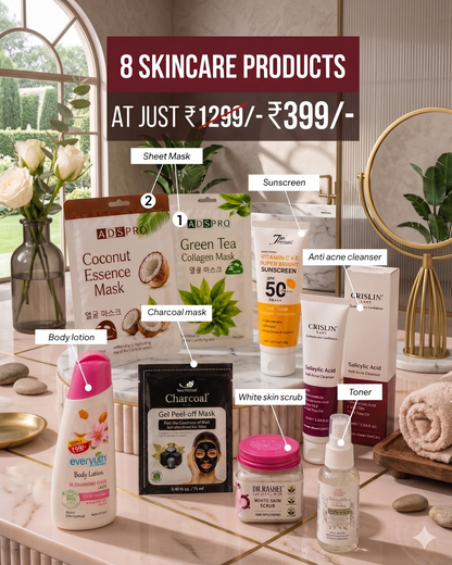 Complete Skincare Kit – 8 Must-Haves for Only ₹399