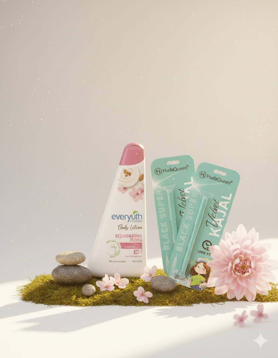 Ultimate Beauty Essentials Combo – Pack of 3 | Body Care + Eye Makeup | Just ₹99