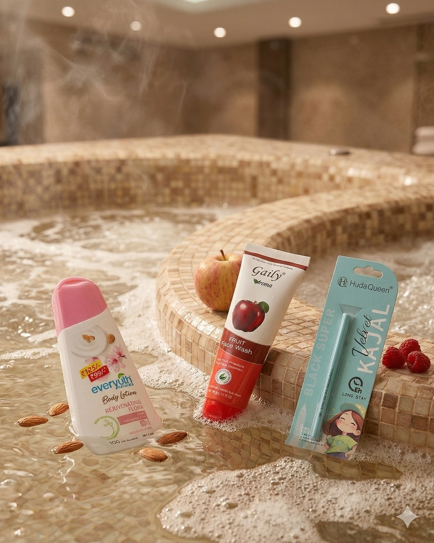 Luxe Glow Essentials Trio  Body Lotion + Fruit Face Wash + Velvet Kajal @99