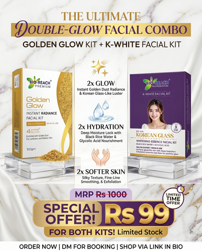 Double Glow Facial Combo (Golden Glow + K-White Facial Kit)