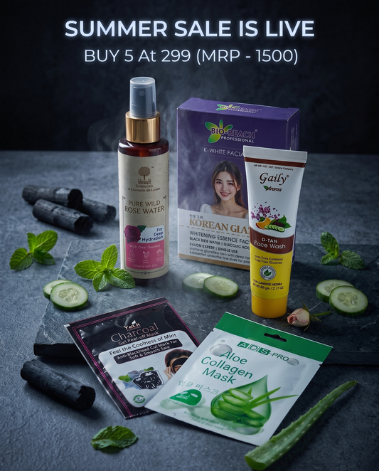 Ultimate Summer Glow 5-in-1 Skincare Bundle 🔥 SUMMER SALE EXCLUSIVE 🔥 Price: ₹299 (MRP: ~~₹1500~~) | You Save: 80%