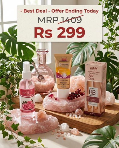 Glow Essentials Combo – BB Cream + Rose Water + SPF 50 Sunscreen