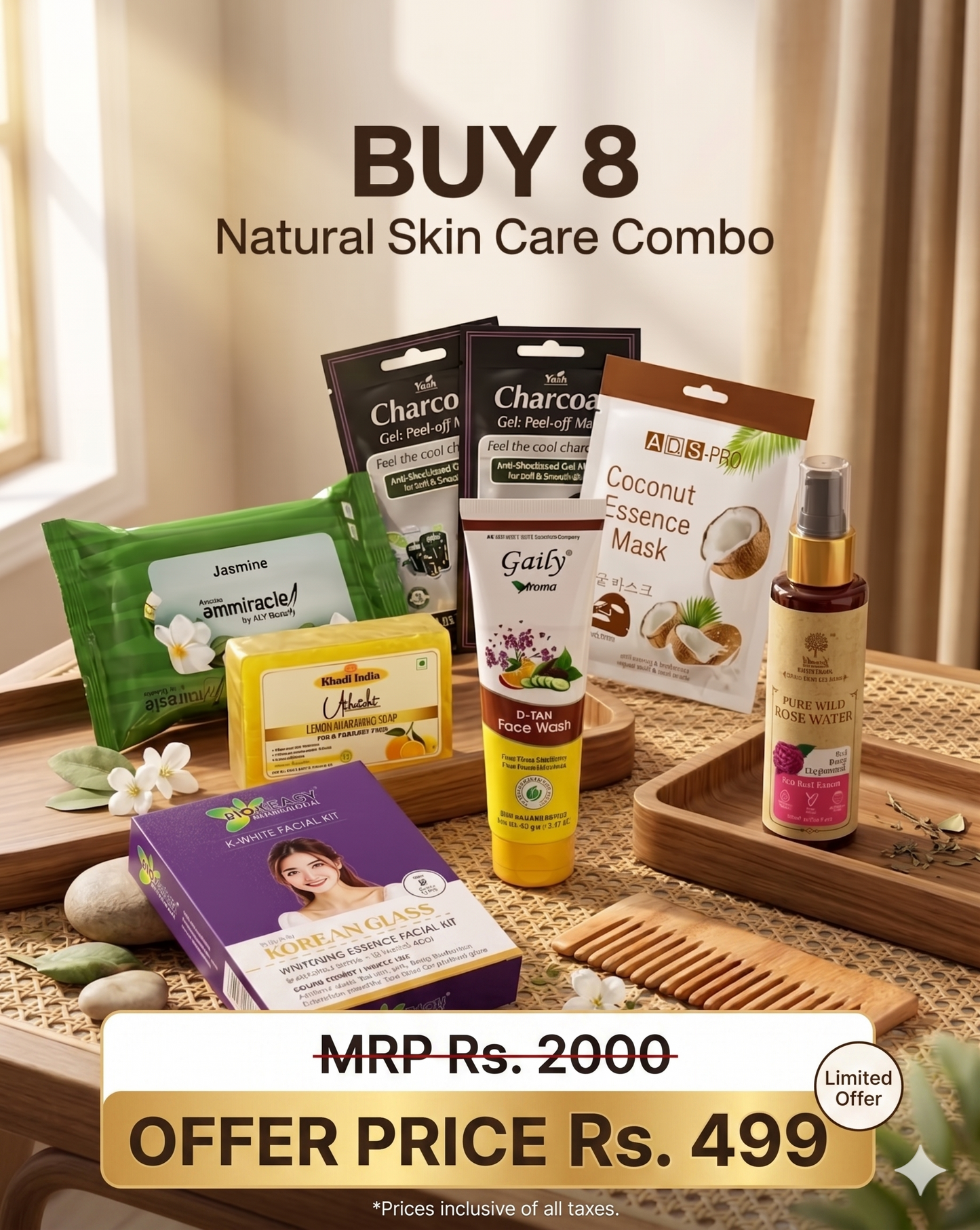 BUY 8 Natural Skin Care Combo – Complete Glow Kit - MRP 2000