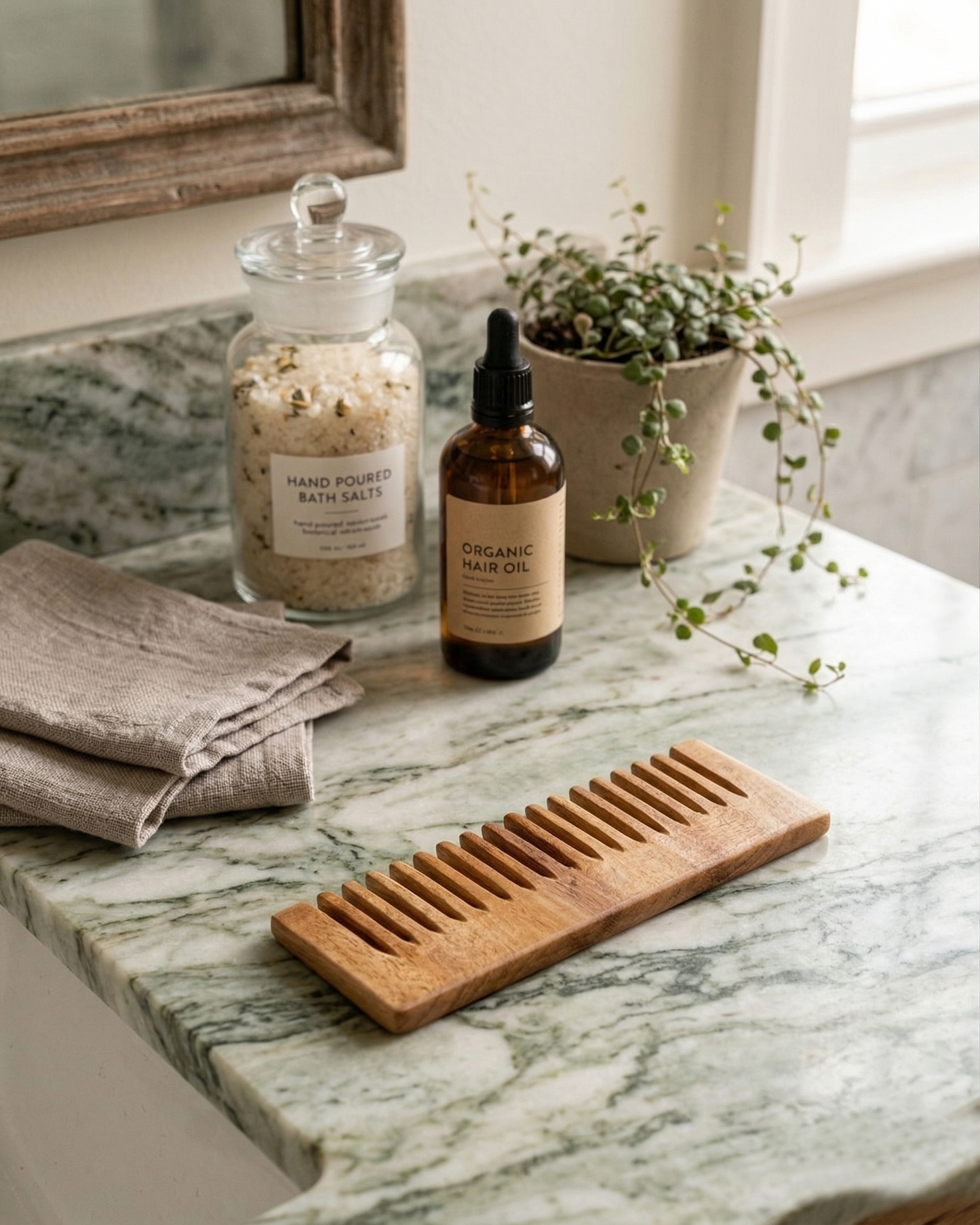 Pure Neem Wood Comb for Hair Growth & Dandruff Control | Anti-Static, Wide Tooth Wooden Comb | Reduces Hair Fall, Frizz-Free Detangling | Scalp Massage & Natural Oil Distribution