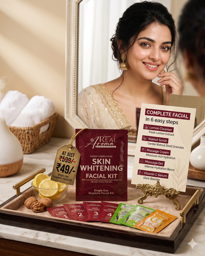 Skin Whitening Facial Kit (6-Step Complete Facial)  Salon-Style Brightening Facial at Home – Now in 6 Easy Steps