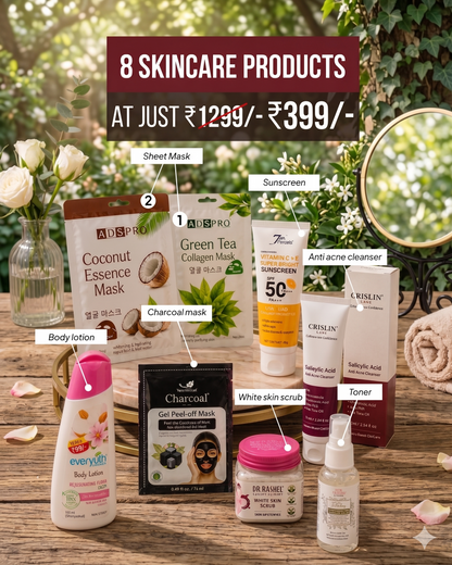 Complete Skincare Kit – 8 Must-Haves for Only ₹399