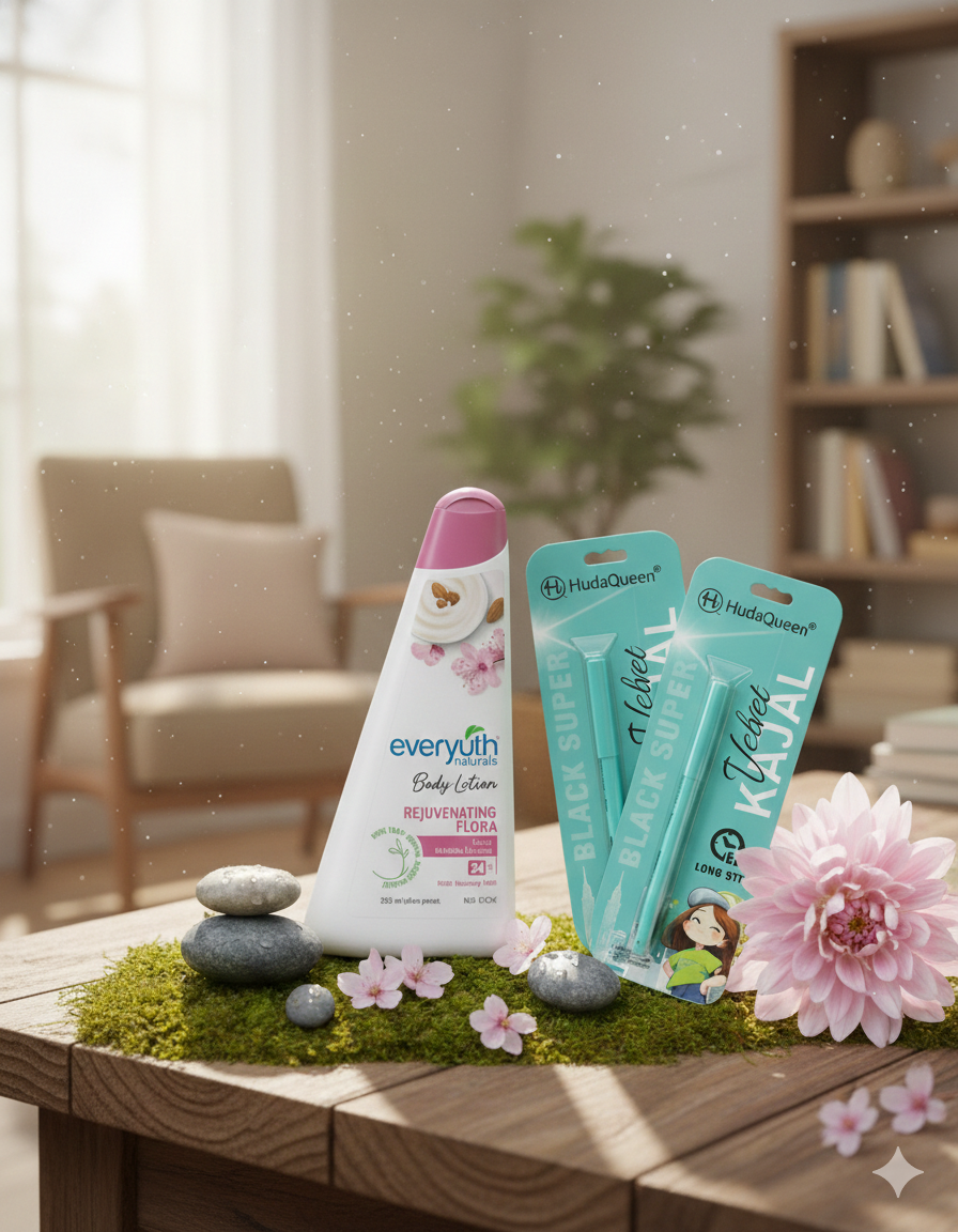 Ultimate Beauty Essentials Combo – Pack of 3 | Body Care + Eye Makeup | Just ₹99