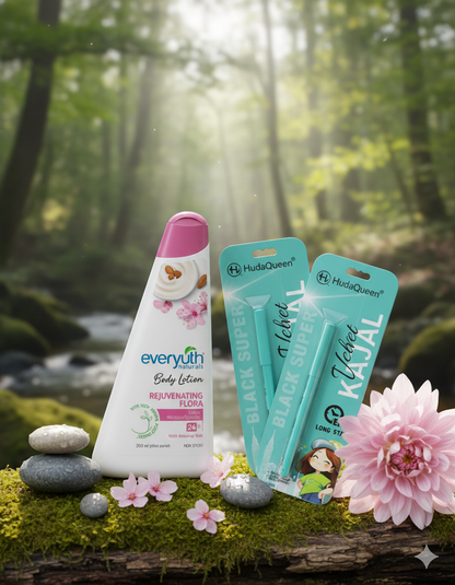 Ultimate Beauty Essentials Combo – Pack of 3 | Body Care + Eye Makeup | Just ₹99