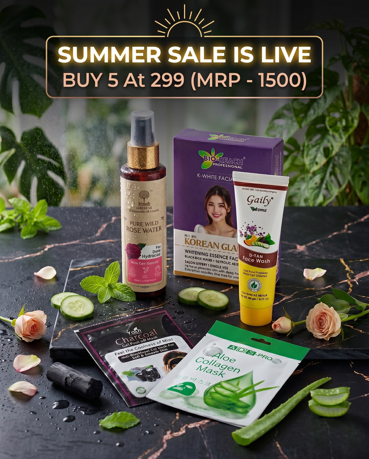 Ultimate Summer Glow 5-in-1 Skincare Bundle 🔥 SUMMER SALE EXCLUSIVE 🔥 Price: ₹299 (MRP: ~~₹1500~~) | You Save: 80%