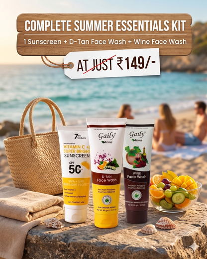 @149 Complete Summer Essentials Kit – Sunscreen, D-Tan & Wine Face Wash