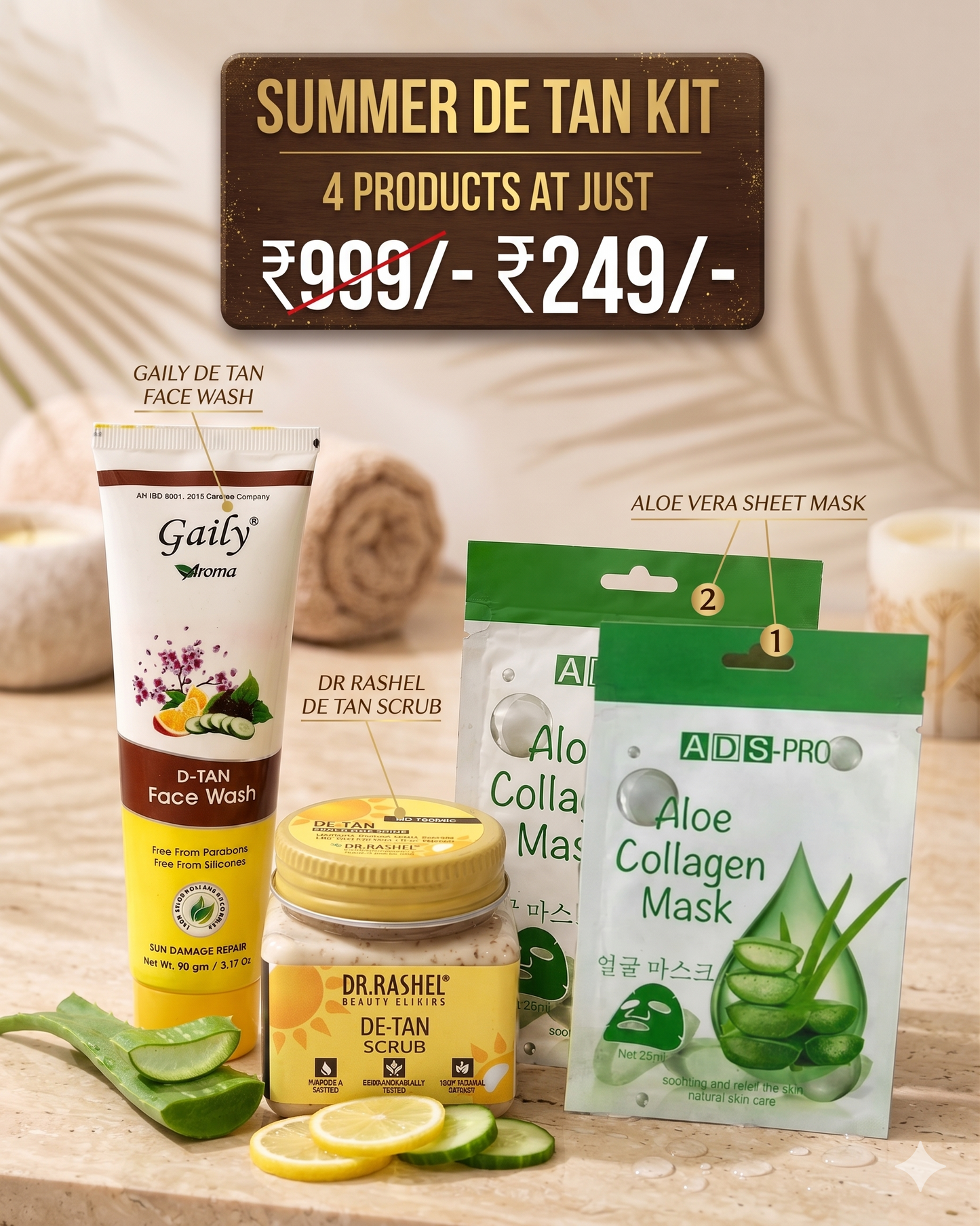 🌞 Summer De-Tan Kit (4-in-1 Skin Reset Combo)  MRP ₹999 | Offer Price ₹249