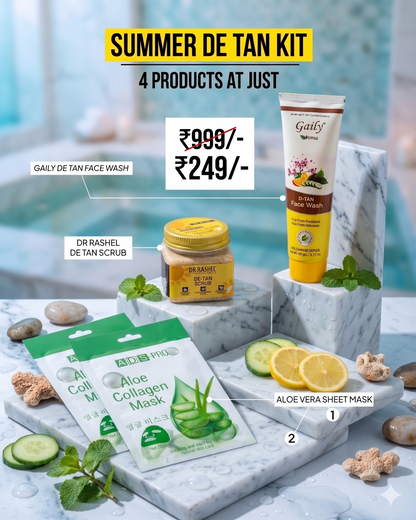 🌞 Summer De-Tan Kit (4-in-1 Skin Reset Combo)  MRP ₹999 | Offer Price ₹249