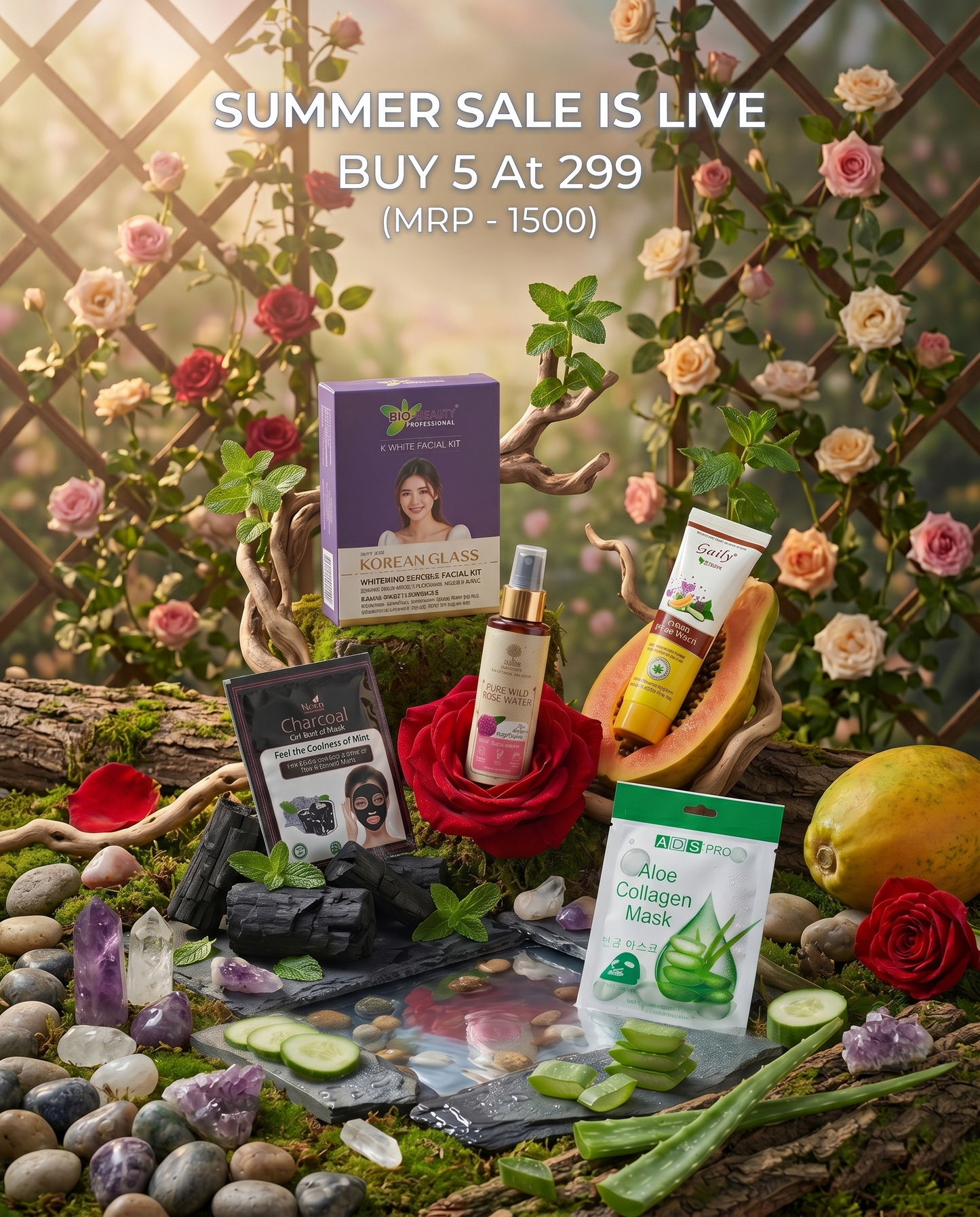 Ultimate Summer Glow 5-in-1 Skincare Bundle 🔥 SUMMER SALE EXCLUSIVE 🔥 Price: ₹299 (MRP: ~~₹1500~~) | You Save: 80%