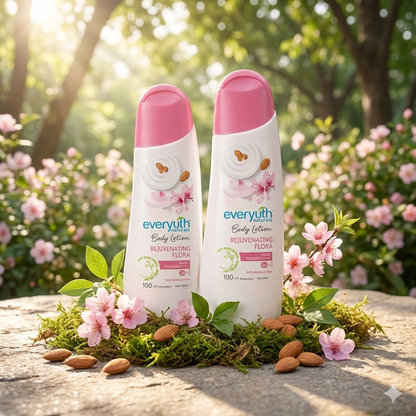 Everyuth Naturals Rejuvenating Flora Body Lotion – 48Hr Hydration with Pure Almond Milk