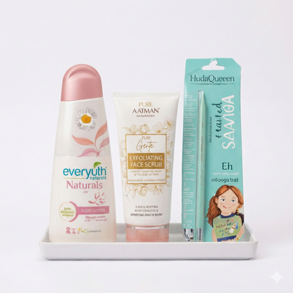 Premium Personal Care Combo | Body Lotion + Face Scrub + Herbal Kajal @ Just ₹125