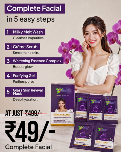 Korean Glass Skin Facial Kit (5-Step Complete Facial)  Get Salon-Like Glow at Home – In Just 5 Easy Steps