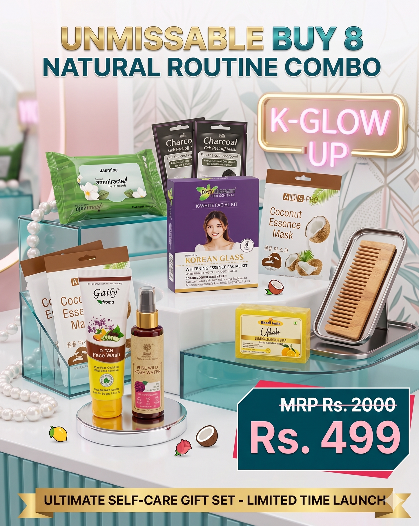BUY 8 Natural Skin Care Combo – Complete Glow Kit - MRP 2000
