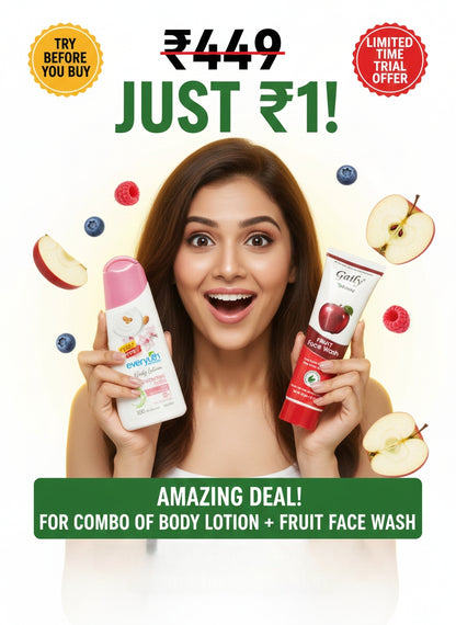 Gaily Aroma Fruit Face Wash (90g) + Everyuth Naturals Rejuvenating Flora Body Lotion (100ml) | De-Tan, Sun Damage Repair & 24H Moisturisation | Free from Parabens & Silicones