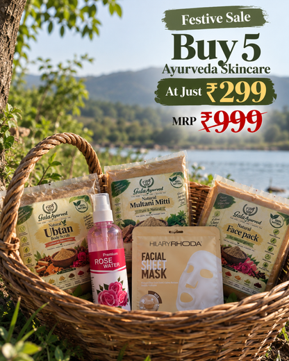 Festive Ayurveda Skincare Combo – Buy 5 Premium Skincare Products at Just ₹299 | Natural Glow, Cleansing & Hydration