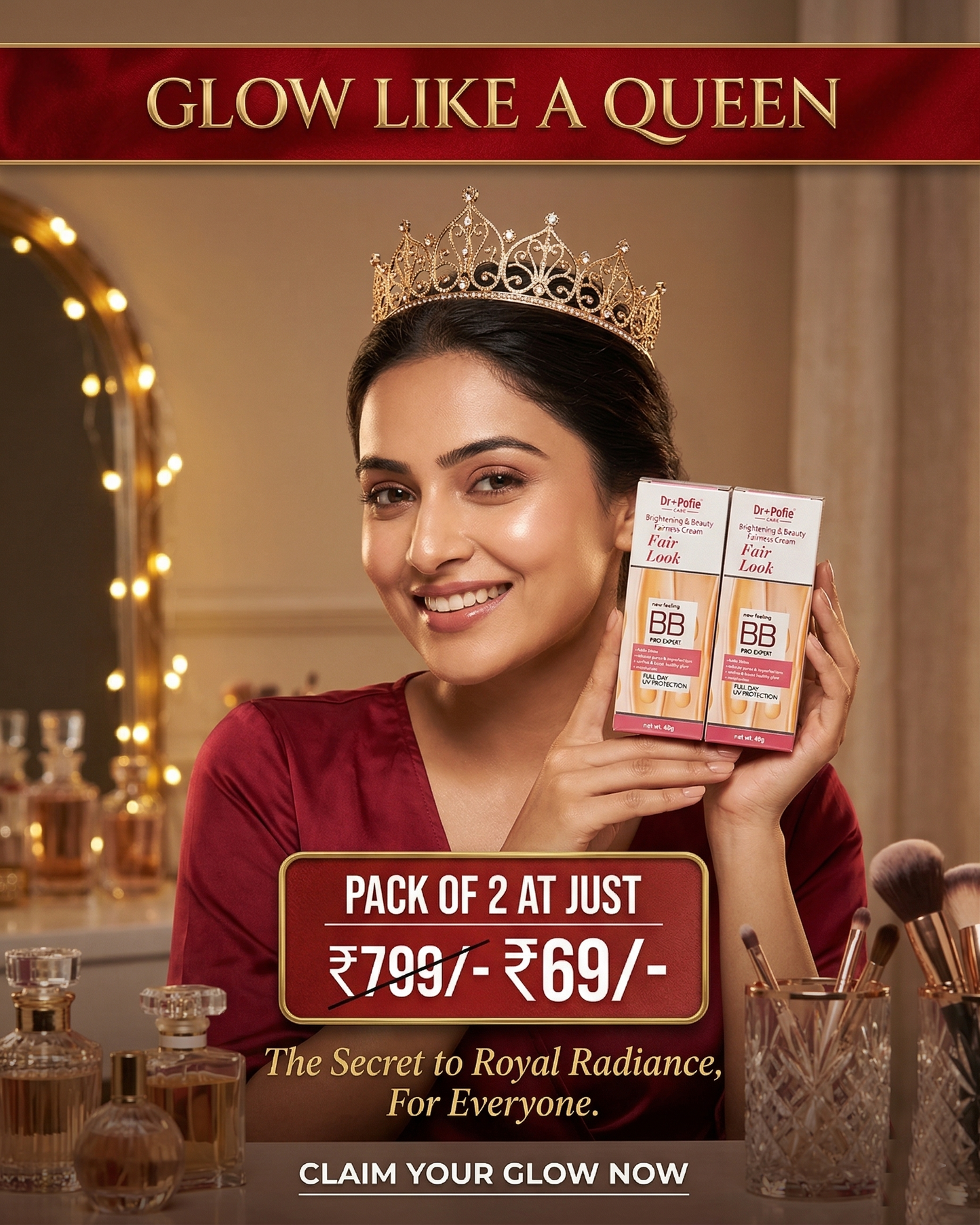 Dr. Pofie Fair Look BB Cream | Brightening & Beauty Fairness Cream | Full Day UV Protection (Pack of 2)