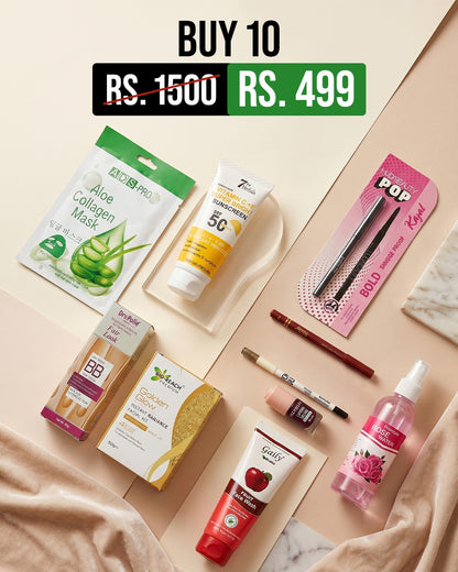 Buy 10 Beauty Essentials Combo Pack – Complete Daily Care Kit @499