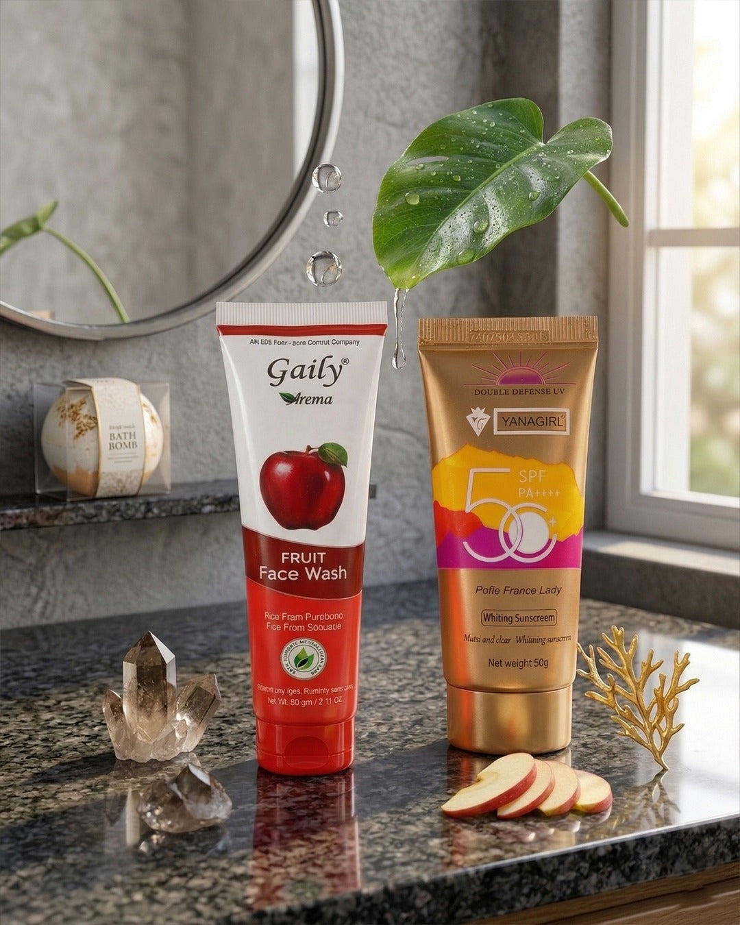 Pack of 2: SPF 50 Sunscreen + Gaily Fruit Face Wash | Daily Skincare Combo @59