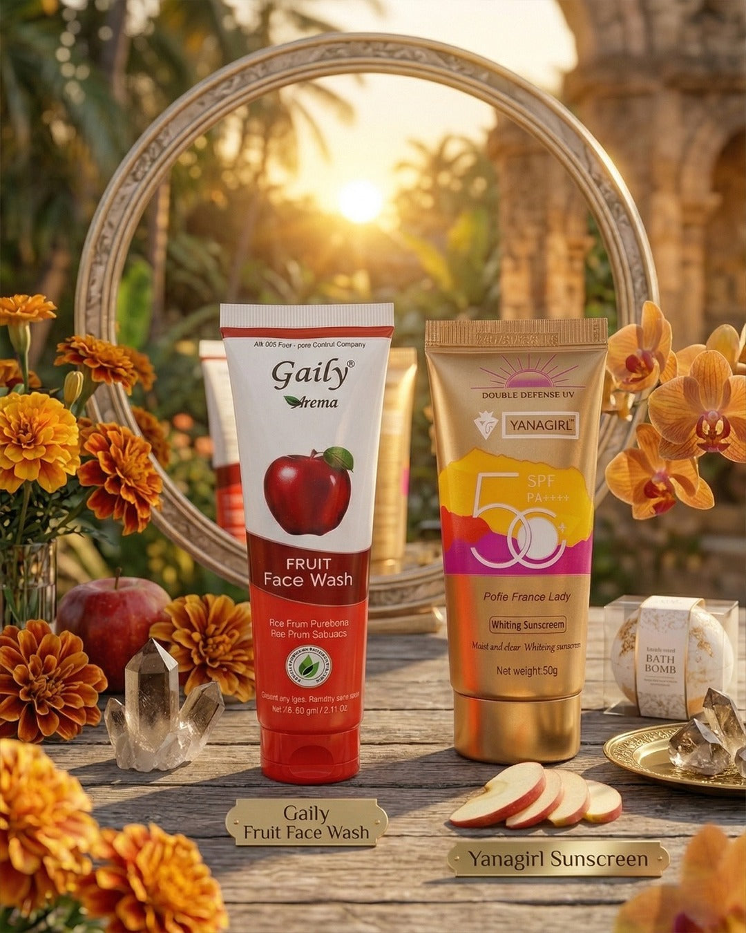 Pack of 2: SPF 50 Sunscreen + Gaily Fruit Face Wash | Daily Skincare Combo @59