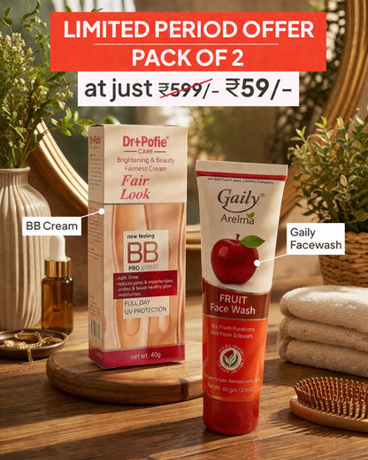 BB Cream + Gaily Fruit Face Wash Combo | Daily Glow & Cleanse Pack (Pack of 2) @59