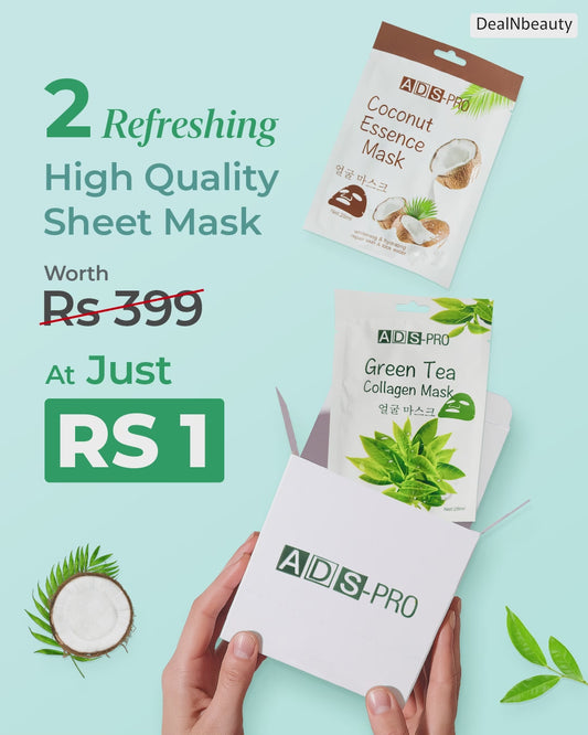 Sheet Mask(Pack of 2)Coconut Essence Mask for Whitening & hydrating Repair Skin and Aleo Collagen Mask for Soothing and relief the skin